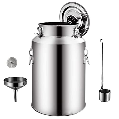 Baril à lait hermétique et seau à vin en inox avec entonnoir et filtre de 28cm