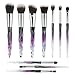 Premium Makeup Brush Set, 10pcs Complete Synthetic Kabuki Eye Shadow Concealer Make Up Brushes Beautiful Crystal Handle（Purple）