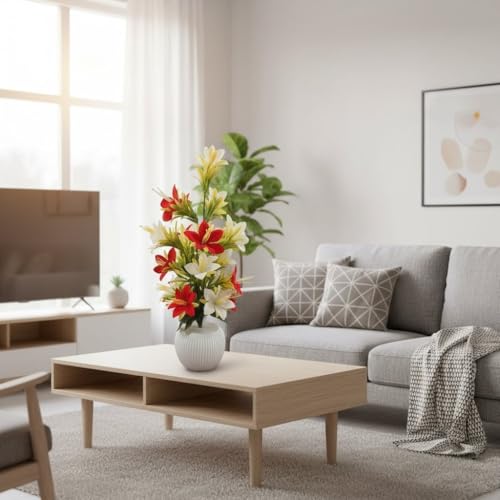 Image of Artificial Flowers with Pot for Home Decor | Big Size Artificial Plants for Living Room Decor | Premium Artificial Flower Vase for Living Room, Bedroom & Hall