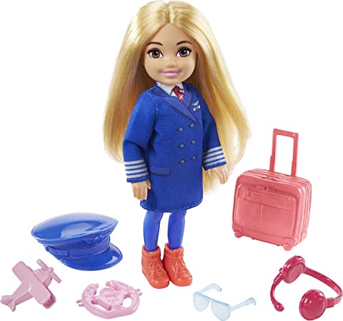 Barbie Chelsea Can Be Playset con muñeca piloto rubia 15 cm miniatura 3