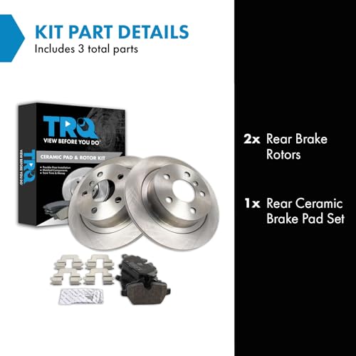 Image of TRQ Rear Brake Pad and Rotor Set Ceramic Compatible with 2017-2018 Mini Cooper Countryman