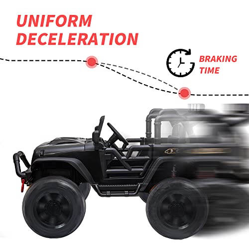 24V 2 Seater Kids Ride On Car Truck 24V9A Battery Powered Motorized Easy-Drag Truck, With 2X200W Powerful Engine, Silent Strong Motor, 20000 Rpm Soft Braking, Music, Remote Control (Black) #TOP5