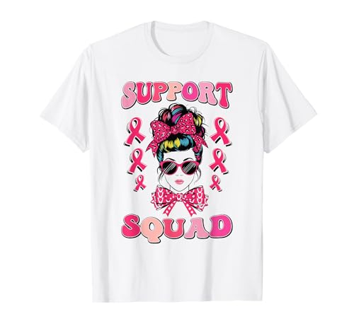 Escuadrón de apoyo desordenado moño coqueta arco conciencia sobre el cáncer de mama Camiseta