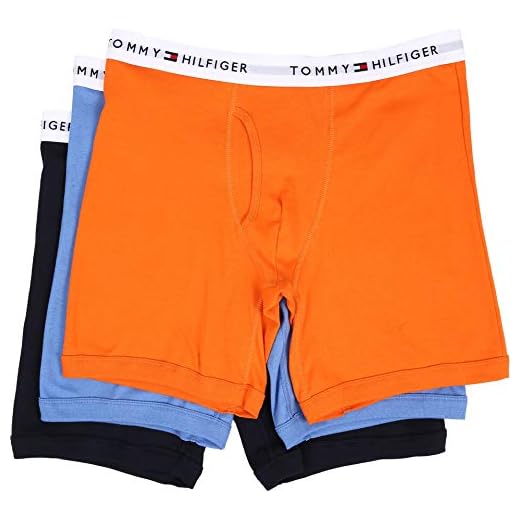 Tommy Hilfiger Cuecas boxer masculinas clássicas de algodão com vários pacotes, Tangerina, G