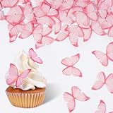 Pink Butterfly Decorations, 60 Pcs Edible Butterflies, edible wafer paper butterflies, pink butterfly for cupcake toppers, cake, ice cream topper