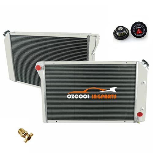 Ozcoolingparts 4 Row Core All Aluminum Cu717 Dpi718 Radiator + 2 X 12" Fan W/Louver Shroud + Thermostat/Relay Wire Kit For 1977-1982 78 79 80 81 Chevy Corvette C3 350Ci 5.7L/5.0L V8 Engine #TOP1