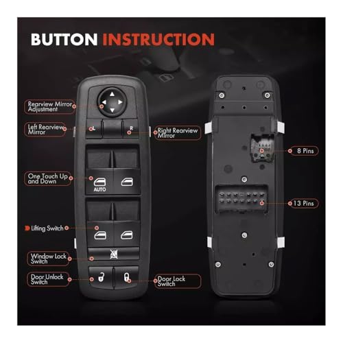 Interrupteur lève vitre robuste de remplacement 4602632AH pour habitacle Jeep Liberty