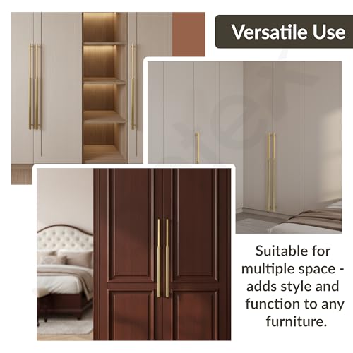 Image of Plantex Stainless Steel & Aluminium Cabinet Handle /450mm Wardrobe Door Handle /Cupboard Pull-Push Handles for Home /Office - Pack of 1 (Brass Antique & Gold)