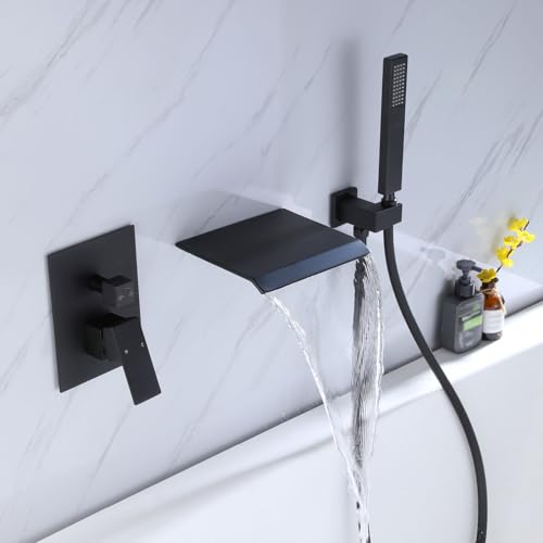 Mitigeur de baignoire cascade à 2 modes noir mat contemporain