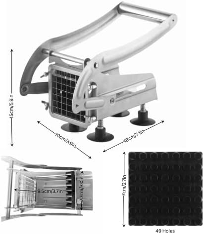 French Fry Cutter with 1 Blade, Professional Stainless Steel Fry Cutter, Press-on French Fry Cutter, Non-Slip Suction Base, Ideal for use with air fryers and ovens.