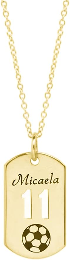 Personalized Dog Tag Pendant Necklace Engraved Custom with Name Jersey Number