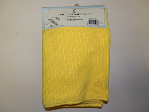 7 PIECE MICROFIBER SET 2 KITCHEN TOWELS 2 SCRUBBERS 2 DISH CLOTHS 1 MICROFIBER SPONGE