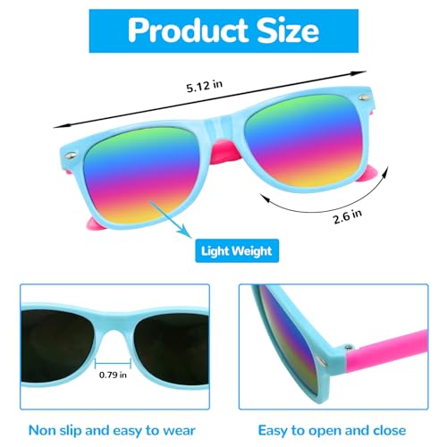 ZMCINER 24 Pack Kids Sunglasses Bulk, Neon Sunglasses for Kids Boys and Girls, Summer Party Supplies, Beach Pool Party Favors, Great Gift for Birthday Graduation Party Supplies2