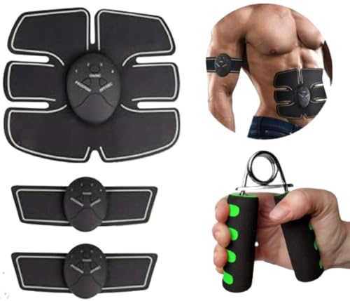 Estimulador Abdominal Tonificador Muscular Elétrico Braço Pernas 3 em 1 + Hand Grip - Kit Exercício