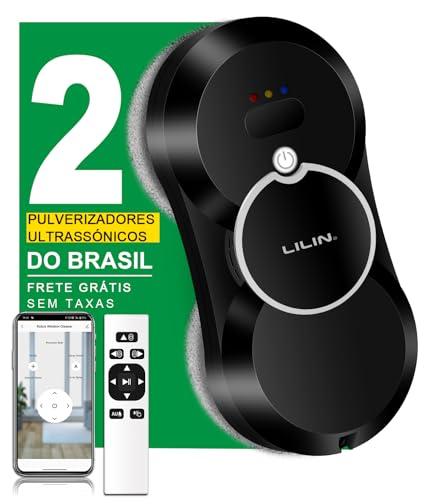 LILIN HCR10 Robô de Limpeza de Janelas spray de água duplo, Robô Limpa Vidros com Bivolt, Planejamento Inteligente de Rotas com IA, Tecnologia de Detecção de Bordas, APP Remote Control, Do Brasil