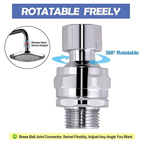 Shower Head Swivel Ball Adapter Brass Adjustable Shower Arm Connector Universal Showering Component Shower Arm Extension, Polished Chrome #TOP4