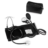 SCIAN Manuelles Blutdruckmessgerät mit Stethoskop - Aneroid Sphygmomanometer zur Messung am Oberarm, Medizinische Versorgung mit Tragetasche für Krankenschwester Doktor Senior Erwachsene (Schwarz)