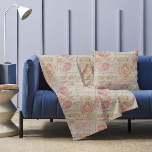 HABITA 33 HOME Foulard Multiusos 250x280 cm – Cubre Sofá o Cama de Matrimonio – Tela 100% algodón – Ligera y Transpirable para Primavera y Verano – Estilo Elegante y Versátil (Paisley Rosa)