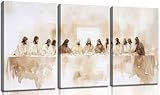 3Pcs Frame Jesus Last Supper Canvas Wall Art Christian Bible Famous Paintings Wall Decor Pictures Renaissance Painting Posters Prints for Corridor Dining Living Room Kitchen Bedroom Decoration16x24in