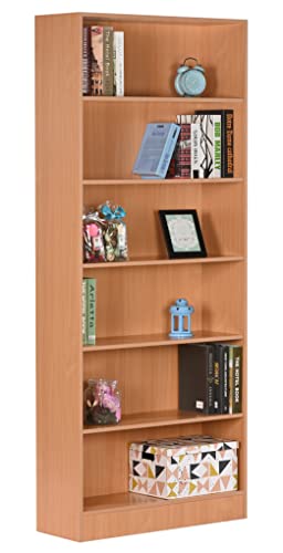 Image of DeckUp Muvo 6-Shelf Engineered Wood Book Shelf and Display Unit (Bavarian Beech, Matte Finish)