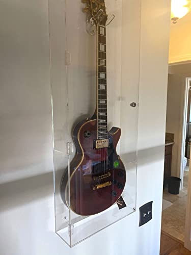 Displaygifts Electric Guitar Display Case Rack Hanger Holder Wall Mount Cabinet Lockable 98%Uv Protection #TOP6