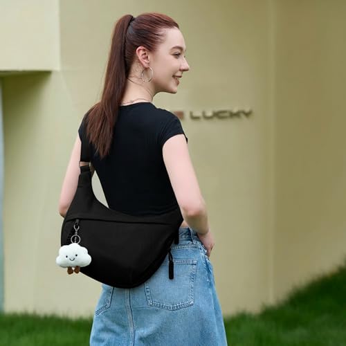 Micmores Crossbody Bag Damen Cord, Hobo Bag Große Bauchtasche mit Gepolstertem iPad-Fach & Verbessertem Reißverschluss, Stylische Halbmond Tasche Umhängetasche für Arbeit, Uni, Reisen(Grau)