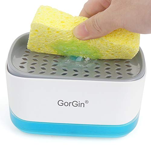 GorGin Soap Dispenser and Sponge Holder,Counter Top Sink Soap Dispenser,Soap Pump Dispenser,Dish Soap Dispenser for Kitchen