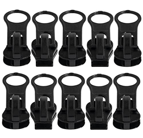 AERZETIX - C62939 - Lot de 10 curseurs N°5 autobloquants pour fermeture éclair à glissière à dents en plastique injecté ou en métal - couleur: noir - en...