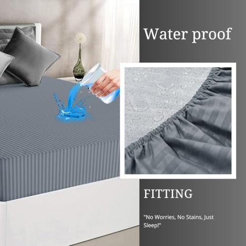 Image of BSB HOME Premium Cotton Water-Resistant Mattress Protector with All Round Elastic Fitted- Breathable, Noiseless, Bed Cover, Hypoallergenic & Washable - (78 x 72 + 10 Inches, Color- Grey)