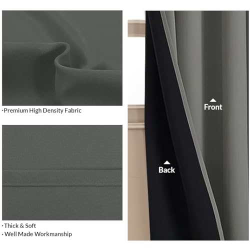 Image of HOMEMONDE Blackout Curtains 10 Feet Single Pcs - Polyester 95% Room Darkening Long Door Curtain with Rod Pocket Style, Fade Resistant Panels with Black Backing - (120 Inch, Grey)