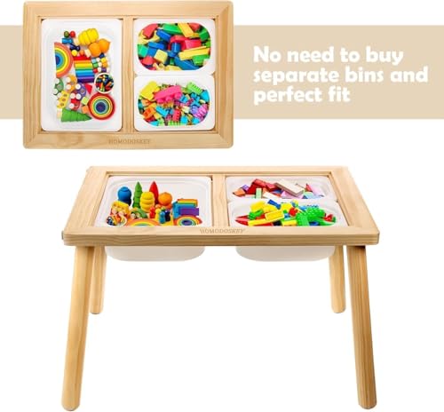 طاولة حسية، طاولة نشاط للاطفال للدراسة والطعام وتخزين الالعاب، طاولة نشاط مونتيسوري مع صناديق تخزين - متعددة الوظائف، للاطفال الصغار تعزز التجارب الحسية والنمو