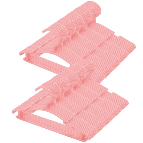 Image of 100 Pack Pink Baby Clothes Hangers,Kids Plastic Hangers for Closet,Toddler,Infant,Child,Newborn's Coat Hangers Ideal for Laundry and Nursery's Everyday Standard Use