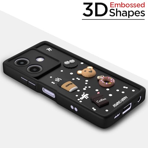 Image of Pikkme Bumper Case for Oppo A3x 5G / A3x 4G / A3 5G | Cute Fun Cartoon 3D Bear Silicone Full Body Protection Back Cover (Black)