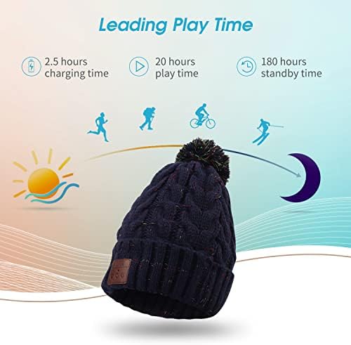 August Bluetooth Beanie Hats EPA30 - Wireless Bluetooth Winter Hat Earphone with Stereo Speaker Microphone Hands-Free Headphones Beanie Washable Bluetooth Headphone Hat Gift for Men Women
