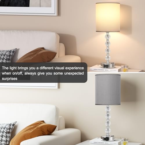 Acaxin Touch Bedside Crystal Lamps for Bedrooms Nightstand with USB C+A Charging Port and AC Outlet White, 3 Way Dimmable Silver Large End Side Table Lamp for Living/Dinning Room/Kitchen/Bedroom by Acaxin - Used condition - Image 7