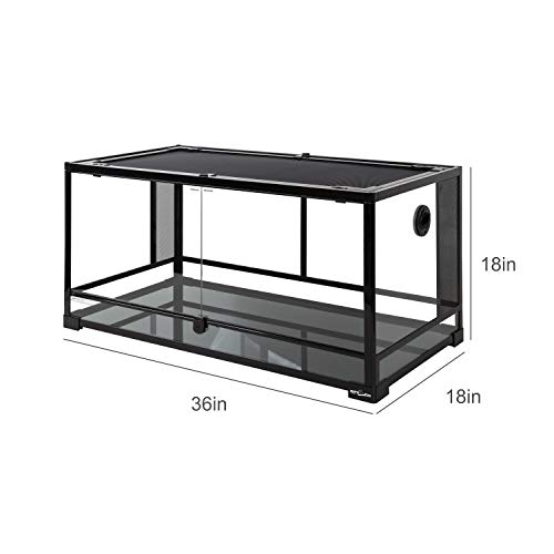 REPTI ZOO 50 Gallon Reptile Glass Tank Terrarium 2 in 1 Side Meshes and Side Glasses Double Hinge Door with Screen Ventilation Tempered Glass 36" x 18" x 17.75"
