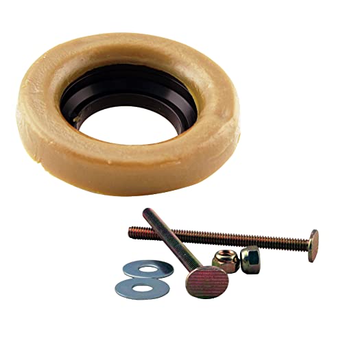 Westbrass D1613Tbl-07 Ips 1/2" Lever Handle Angle Stop Toilet Installation Kit With Steel Supply Line, Wax Ring And Flange, Satin Nickel #TOP2