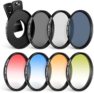 NEEWER 67mm Lens Filter Kit with Phone Lens Clip, CPL, ND32, 6 Point Star Filter, Graduated Filters (4 colors), Compatible with iPhone 14 Pro Max 13 12 11 & Canon Nikon Sony Cameras