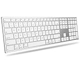 OMOTON Wireless Keyboard for Mac, Dual Bluetooth ＆ 2.4G Triple-Channel Connection, Full Size Premium Metal Frame, Ultra Slim Rechargeable Quiet Keyboard for Mac/MacBook/iMac, Non-Backlit Silver
