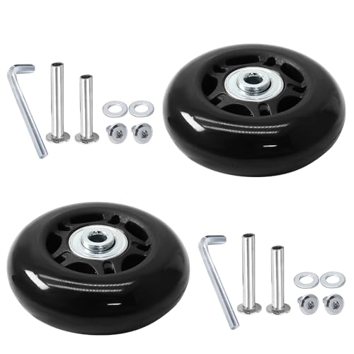 Suiwotin 2pcs 68 x 24mm Luggage Wheels, Black Rubber Suitcase