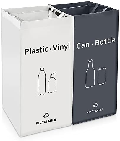 JIALAI HOME Recycling Bin, Separate Large Recycle Bins for Kitchen - Indoor Home Trash Bin, Recyclable Waste Trash Sorting Organizer, Durable, Washable, Affordable Recycle Bags, 2 Pack