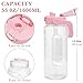 Linkidea 55oz Tritan Water Bottle with Strap & Handle, Reusable Sports Waterbottle with Time Marker, Portable Large Waterbottle for Gym Fitness Outdoor