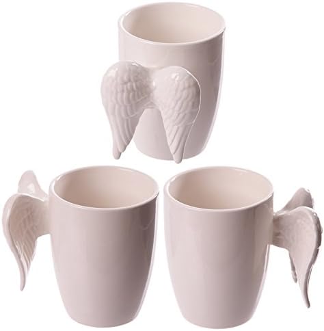 Puckator White Angel Wings Ceramic Shaped Handle Mug, Tea Coffee Hot Drinks, Decorative Gift Box, Home Kitchen Office Height 11cm Width 11.5cm Depth 8.5cm