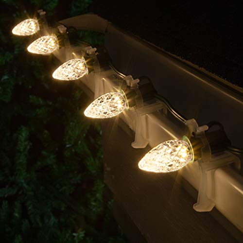 Set Of 50 C7 Opticore Warm White Outdoor Christmas Lights - Commercial Led Christmas Lights Heavy Duty; Green Wire (50 Ft) #TOP1