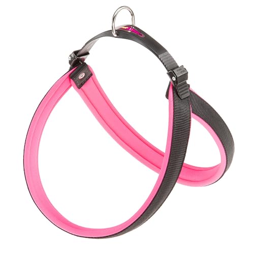 Ferplast Peitoral ergonômico para cães AGILA FLUO 6 Sistema de fechamento com microrregulação dupla,