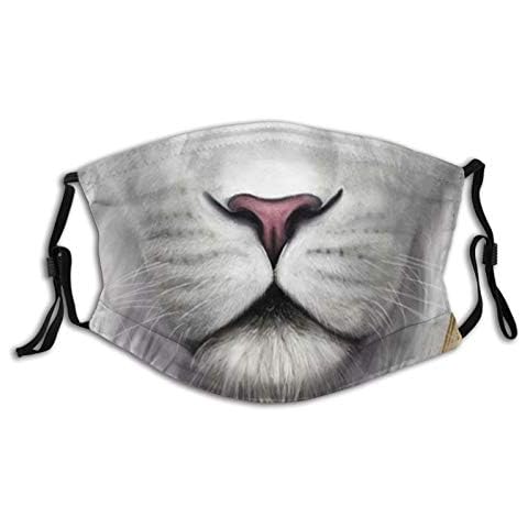 Funny Tiger Face Mask Reusable Washable Balaclavas with 2 Pcs Filters - black - One size Cover