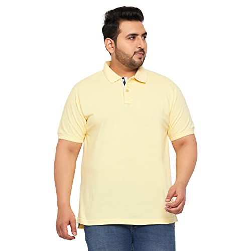 Image of Club York Men Cotton Blend Half Sleeve Polo Neck Solid Plus Size T-Shirt