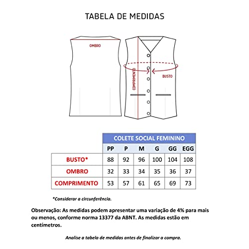 Colete social feminino preto