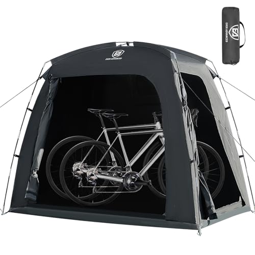 EVER ADVANCED Fahrradzelt für 2-3 Fahrräder, Fahhrradgarage 200x120x165cm, PU 4000MM Wasserdicht Gerätezelt für Fahrräder, Motorräder, Gartenwerkzeuge, Tragbarer Kompakter Fahrradschuppen für Freien
