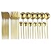 zastawa stołowa 24 sztuk/zestaw Gold Obiadowe Zestaw Sztućce Zestaw Nóż Ciasto Fruit Force Front Spoon Flatware Silverware Zestaw stołowych Zestaw stołowych Prostota (Color : Gold)